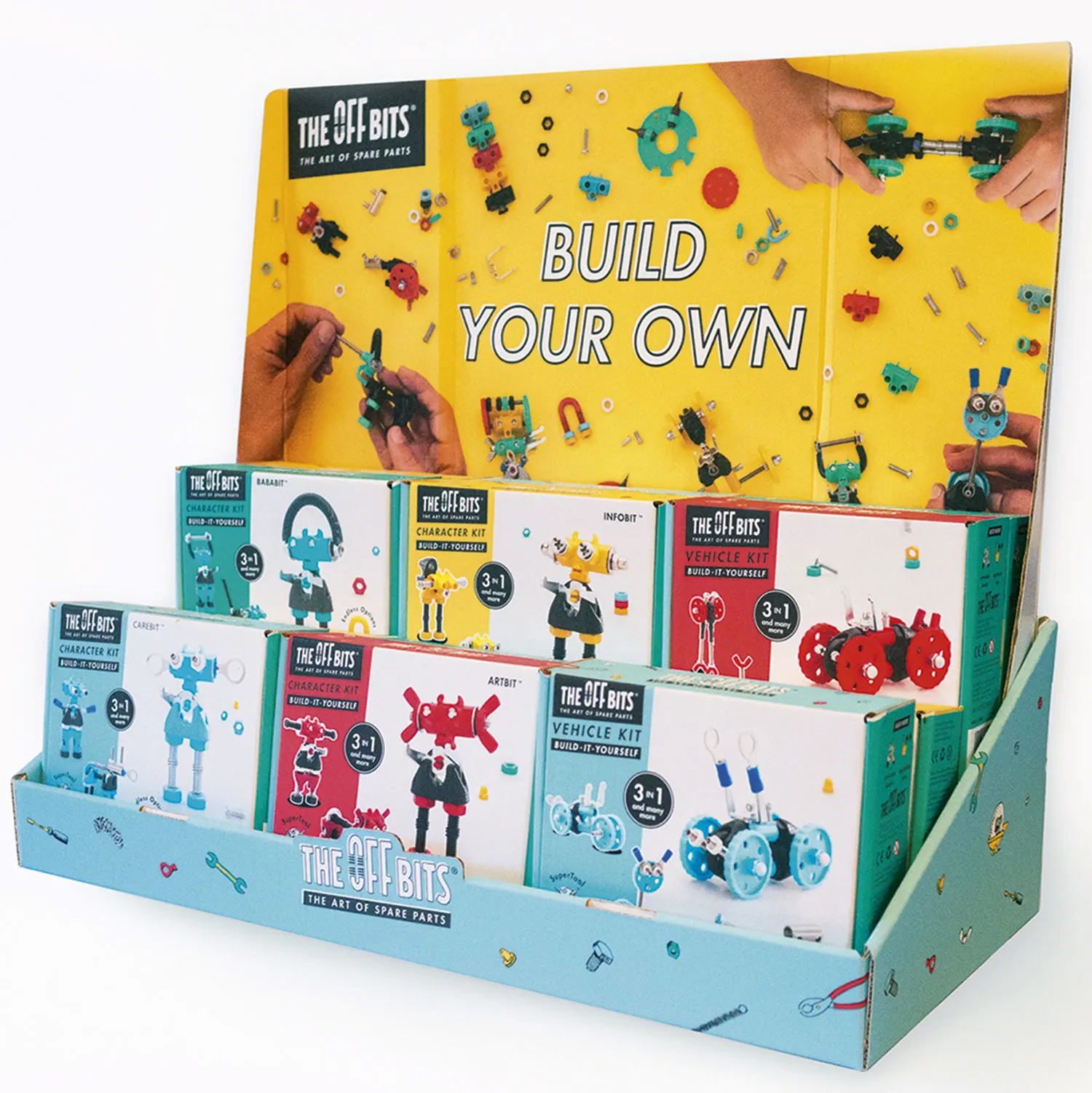 Retail Display filled -12 packs in display with sample, header, cutouts-TheOffbits