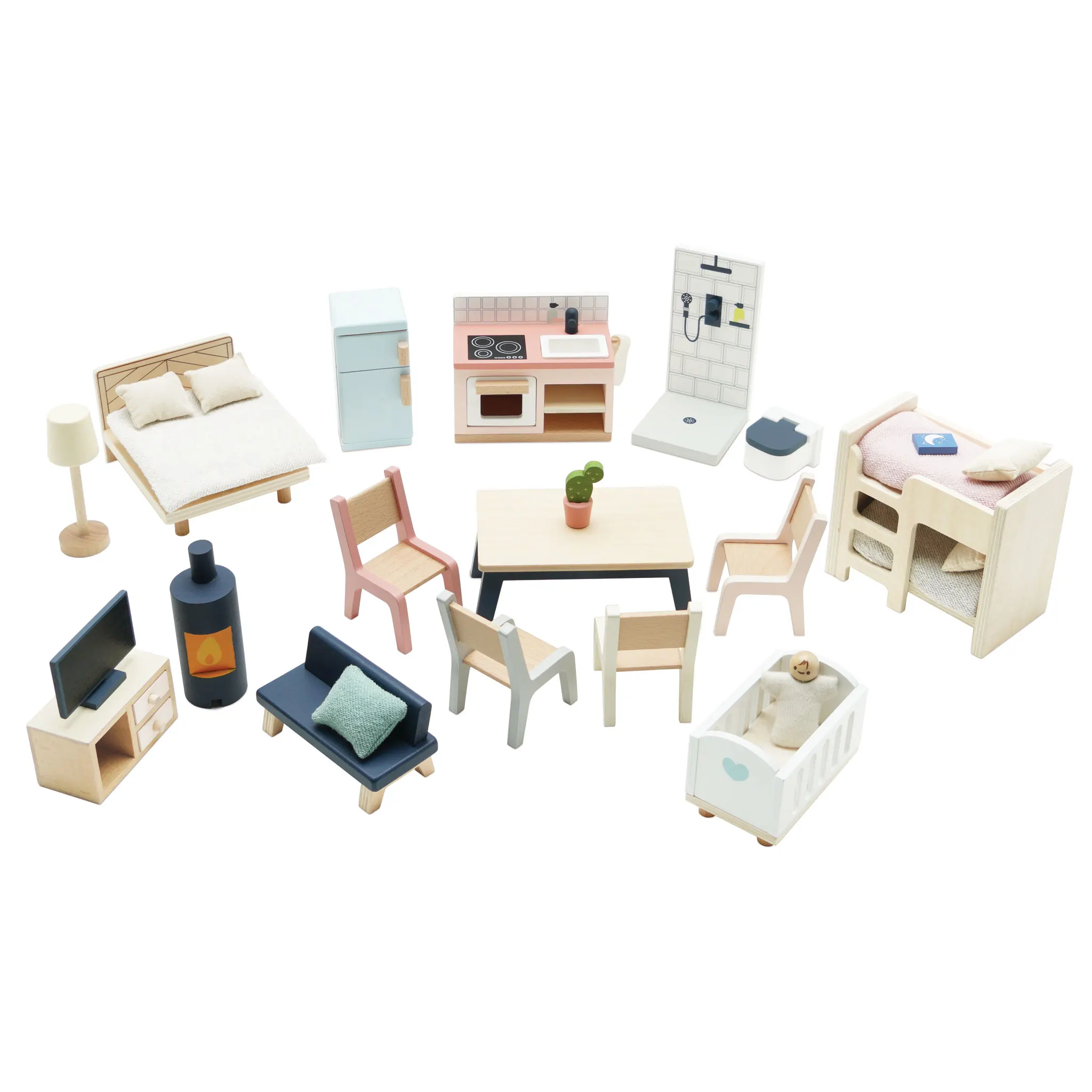 Starter Set Puppenhausmöbel/Complete DollsHouse Furniture Set (New Look) Starter Set Puppenhausmöbel/Complete DollsHouse Furniture Set (New Look)-Le Toy Van (LTV)